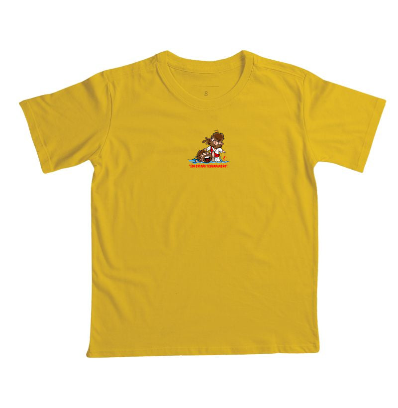 Camiseta infantil evangélica amarela com estampa Não Tenha Medo