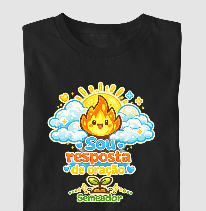 Estampa da camiseta infantil cristã Sou Resposta de Oração