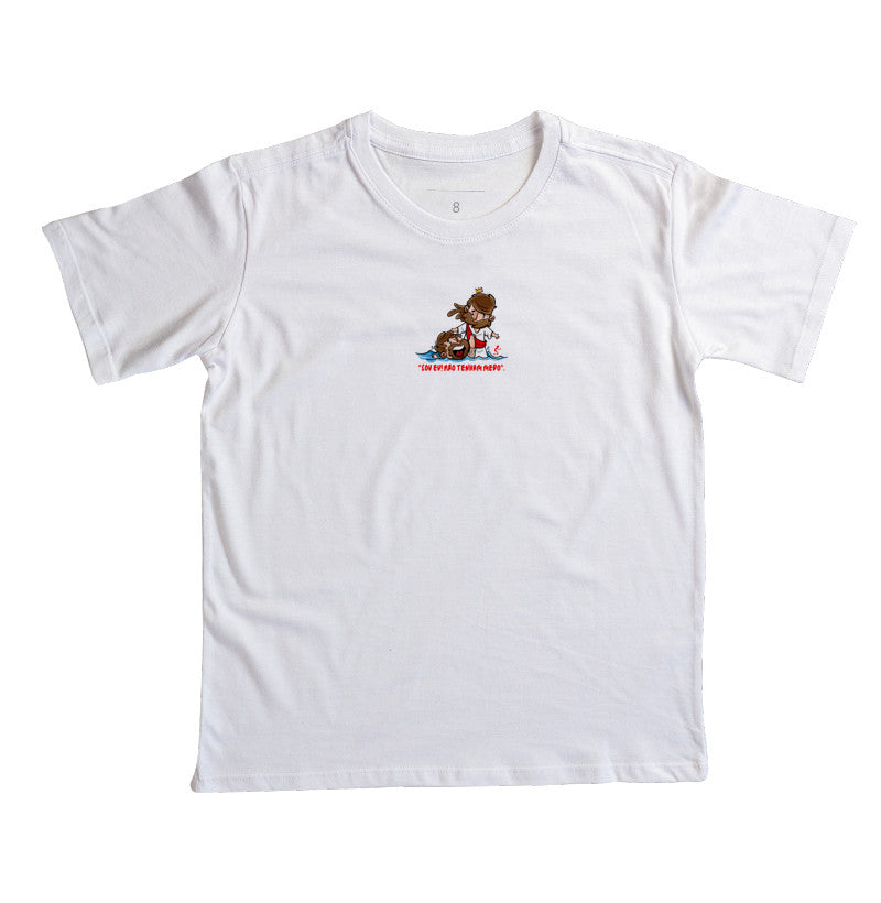 Camiseta infantil evangélica branca com estampa Não Tenha Medo