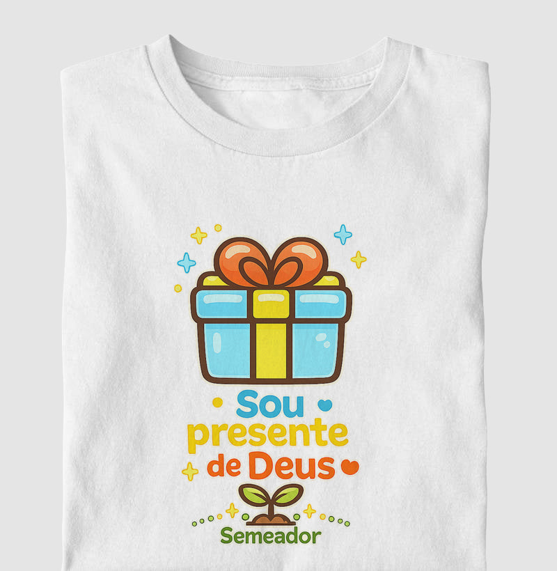 Estampa da camiseta infantil cristã Sou Presente de Deus