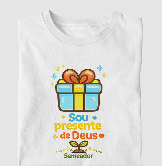 Estampa da camiseta infantil cristã Sou Presente de Deus