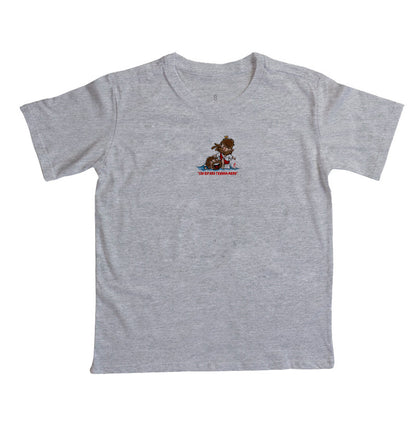 Camiseta infantil evangélica cinza com estampa Não Tenha Medo